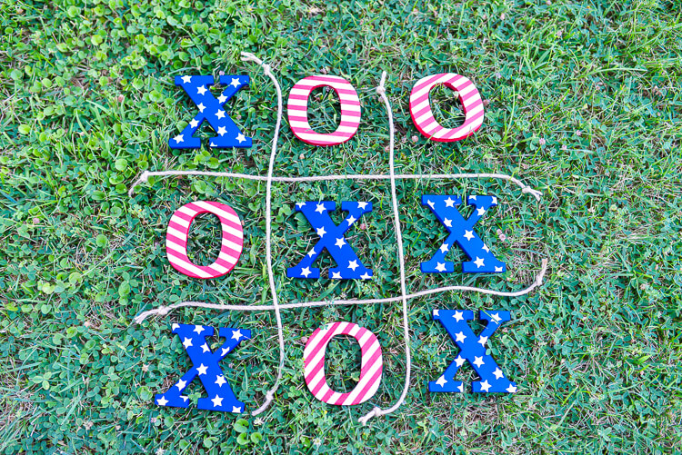 Tic Tac Toe lawn game done in patriotic colors