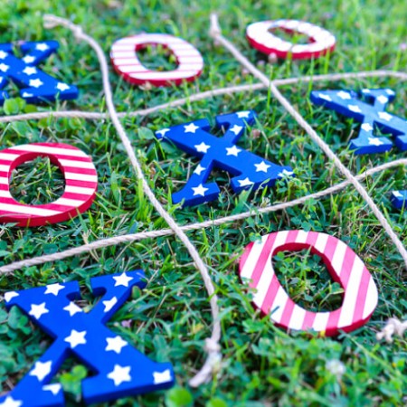 Tic Tac Toe lawn game done in patriotic colors