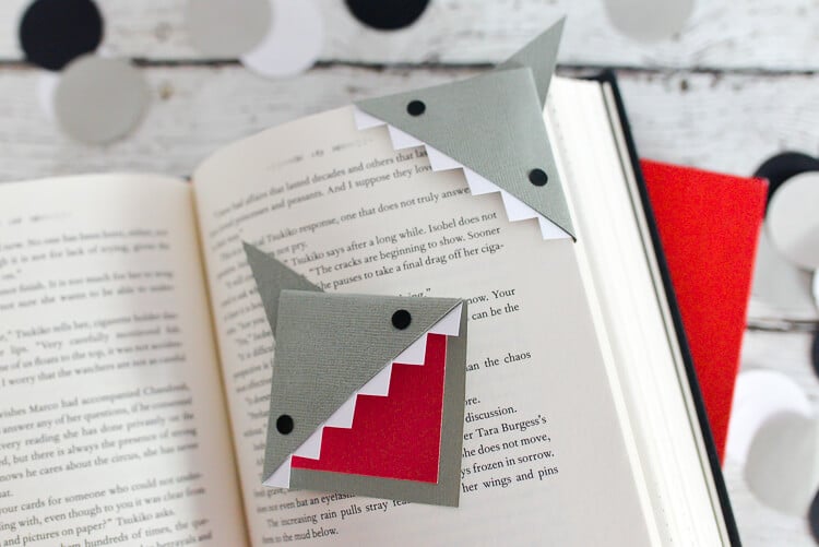 DIY Shark Bookmarks in book