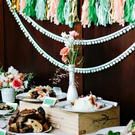 Table filled with party food