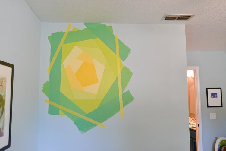 painted flower wall mural using Frog Tape - step 8