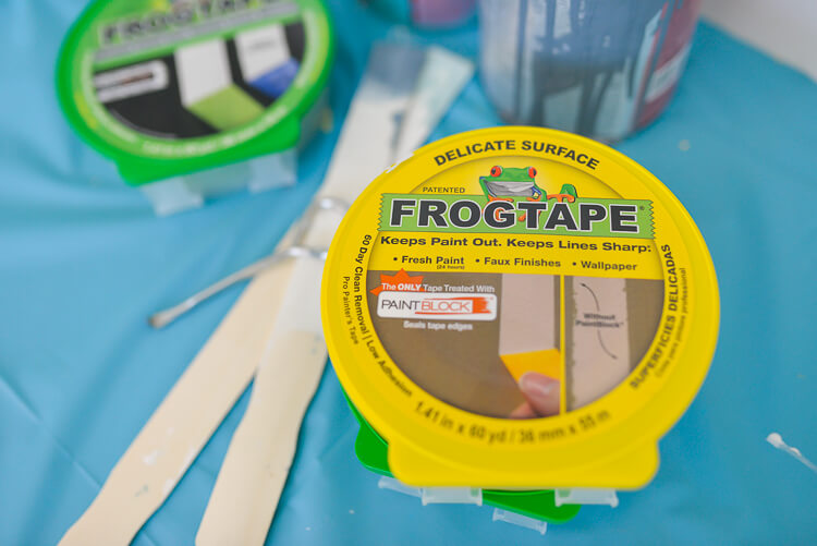 Close up of a container of frogtape