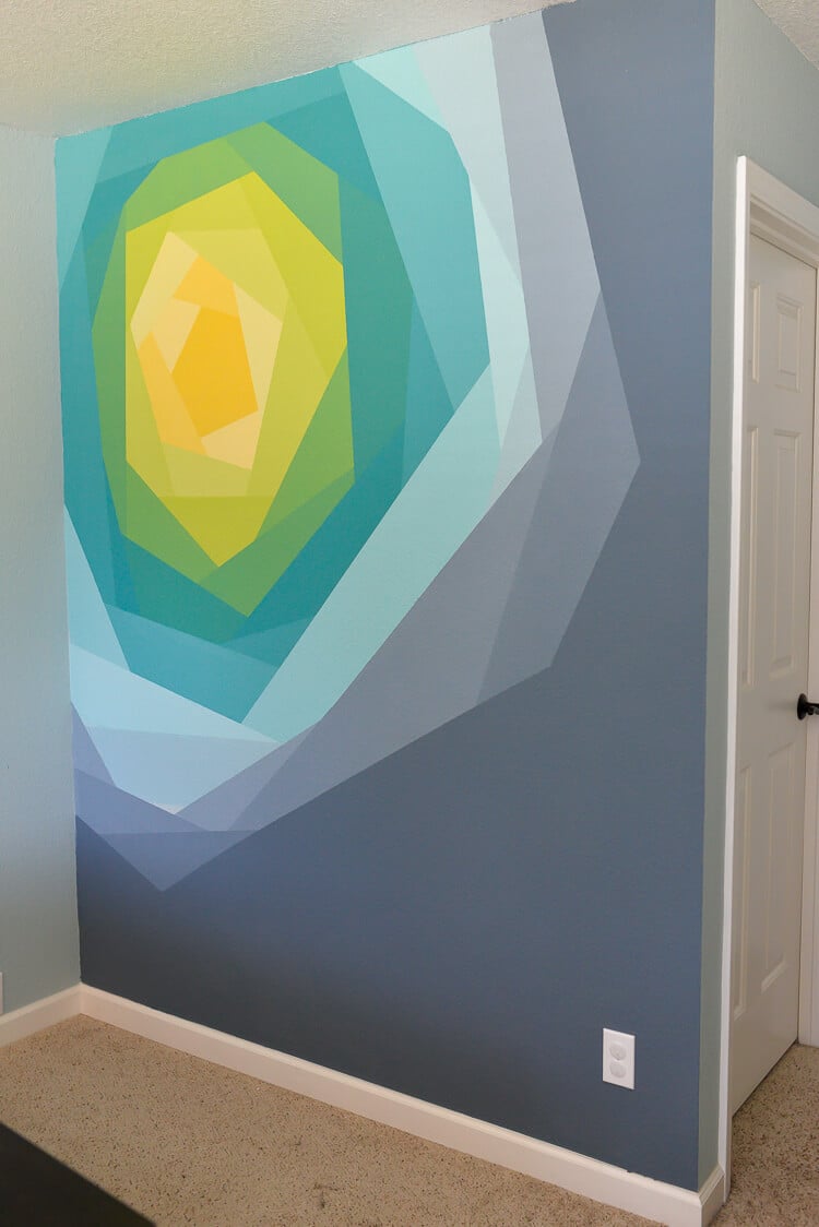 painted flower wall mural using Frog Tape 