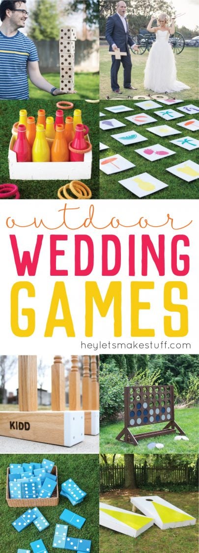 outdoor wedding games collage