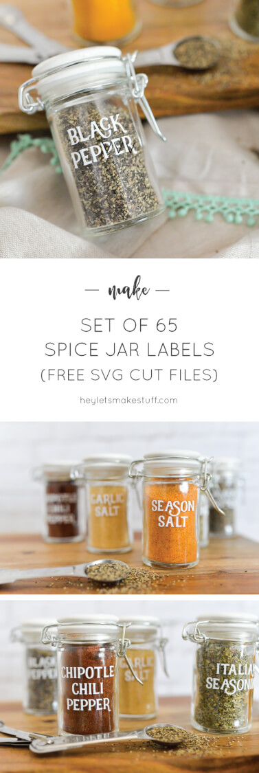 This set of 65 spice jar labels can be cut on a Cricut Explore or other ...