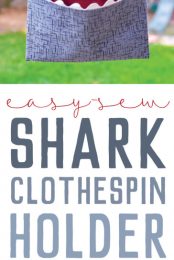 This easy-sew shark bag is perfect for holding clothespins! This easy sewing tutorial shows you how to make this cute shark bag.