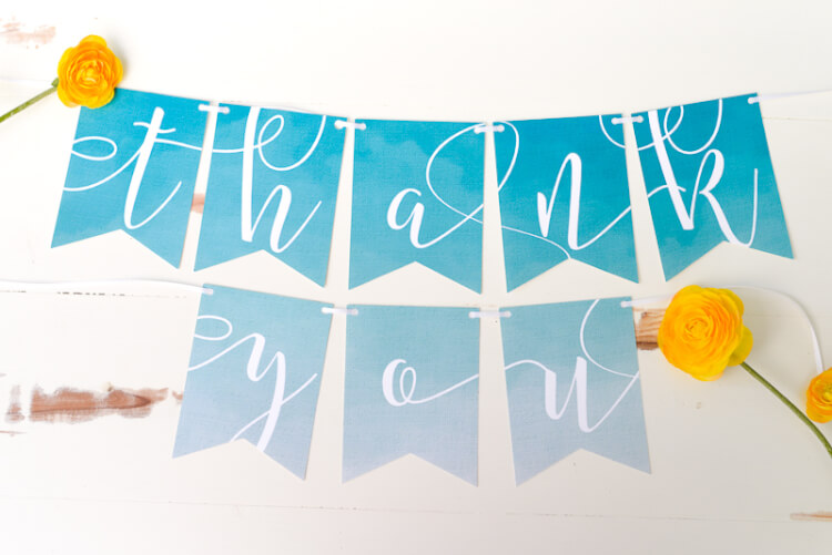 THANK YOU banner using the Cricut Explore's Print Then Cut feature