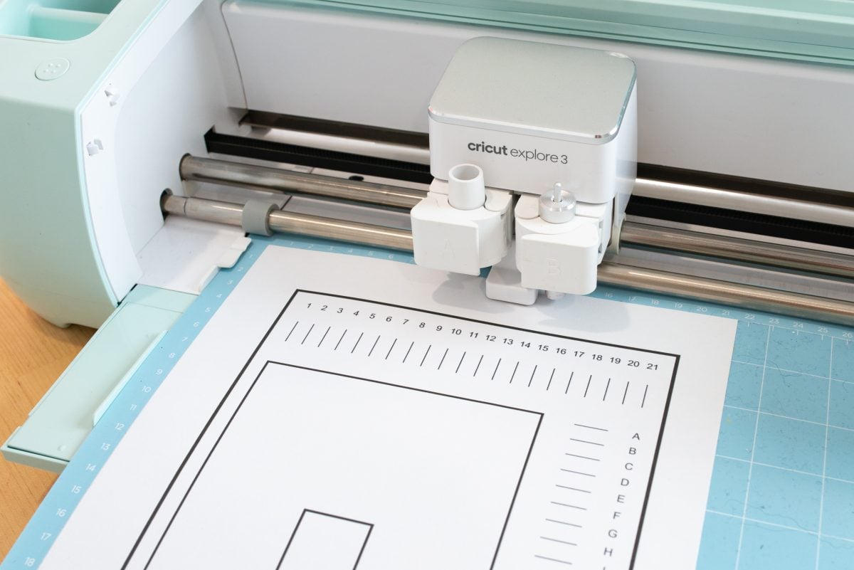 Closeup of Calibration sheet on mat in Cricut