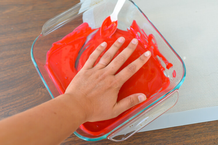 glue and food coloring to make bloody hand