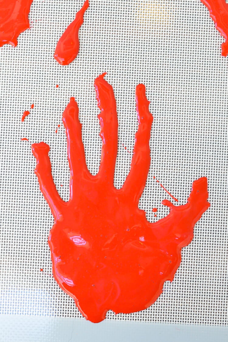Close up of a bloody handprint