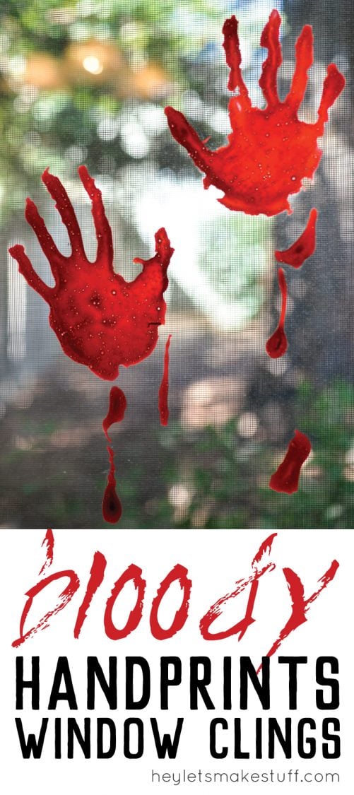 DIY Halloween decoration -- bloody handprint window clings pin image