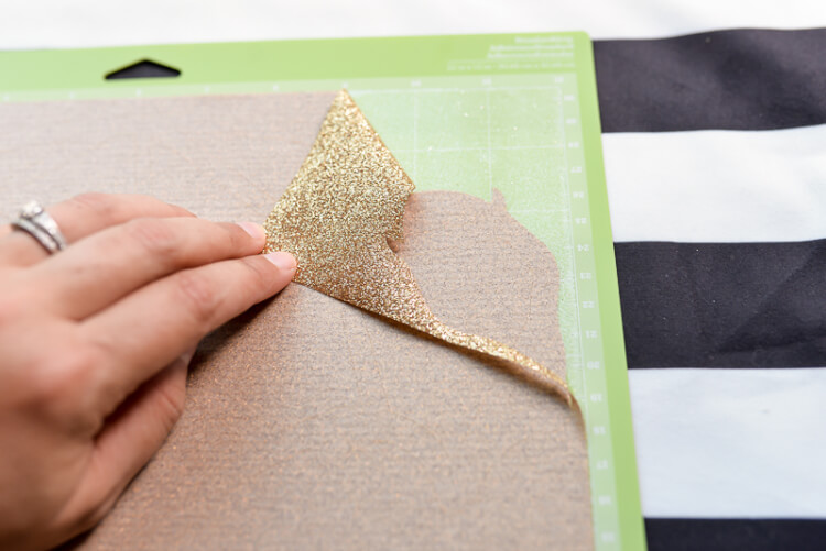 peeling glitter vinyl from Cricut mat