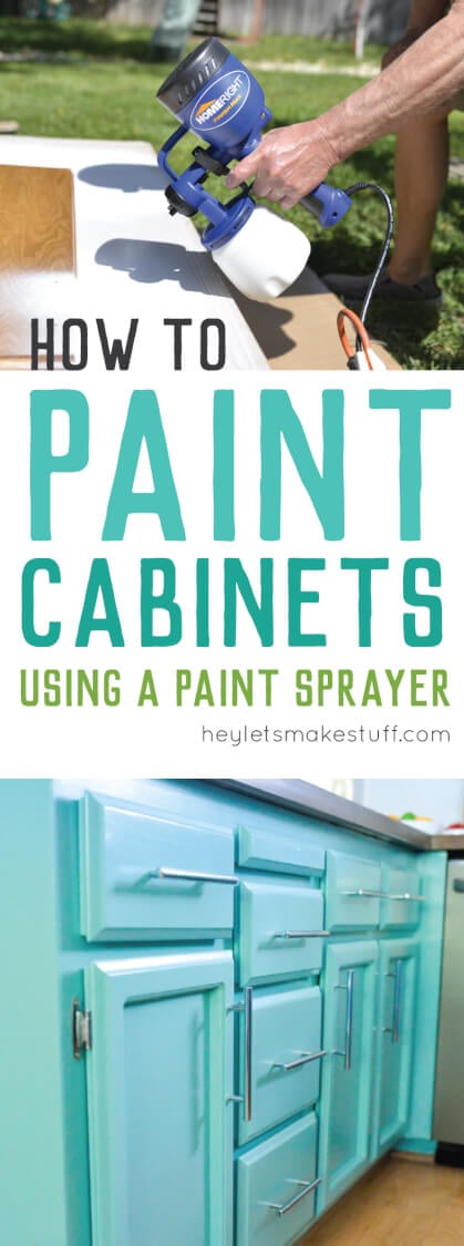 how to paint kitchen cabinets using a sprayer pin image