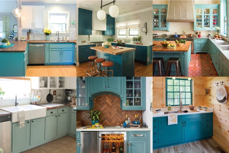 Color Ideas for the Kitchen: Dark Teal Cabinets