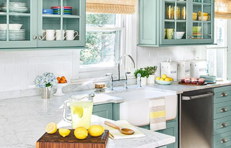 Image of a kitchen with a farmhouse sink