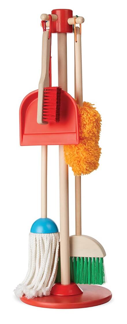 A play broom, dustpan and duster for children