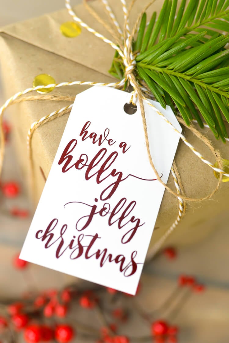 10 Foil Holly Merry Christmas Gift Tags 