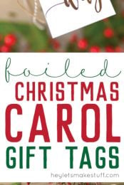 Make your Christmas gifts merry and bright with these Christmas carol gift tags! Use Therm O Web's Deco Foil to dress up these gift tags, and you'll be sure to have a holly jolly Christmas this year.