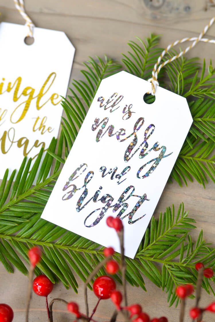 foiled Christmas gift tags