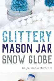 Make a glittery Mason Jar Snow Globe for Christmas this year! A great winter craft to make if you aren't expecting a White Christmas where you are. Can be used as a calm jar, too!