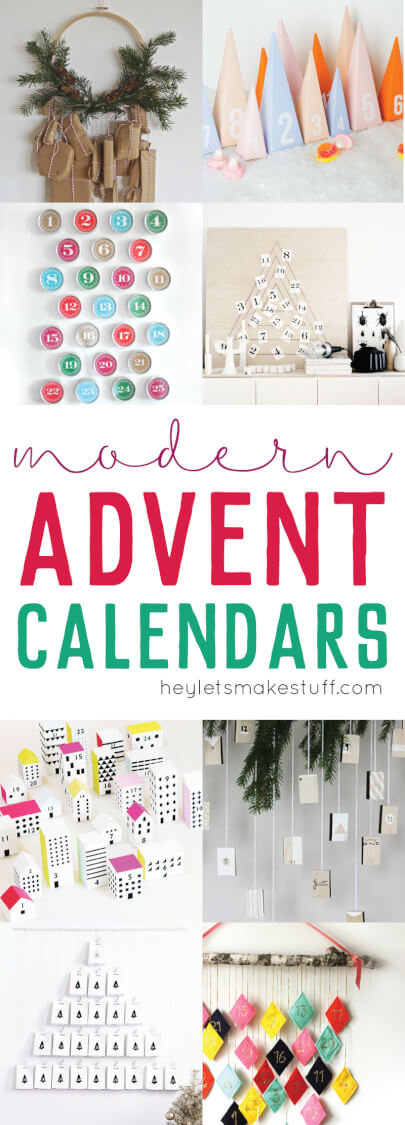 Images of Modern Advent Calendars and Christmas Countdowns advertised by HEYLETSMAKESTUFF.COM