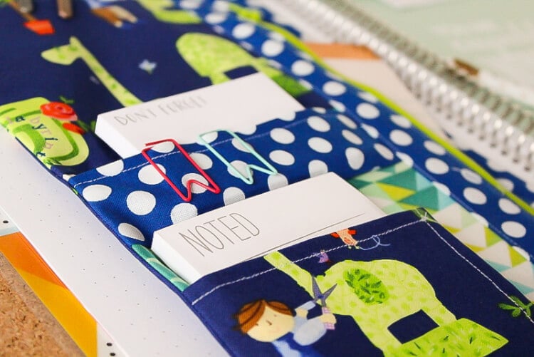 Close up of a fabric made planner organizer