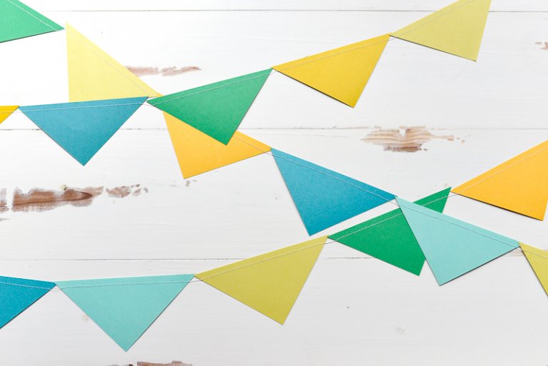 Involve Your Neighbors In These Creative Activities Paper Pennants | Photo from heyletsmakestuff.com