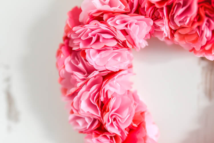 Tissue Paper Flower Valentine's Day Wreath - Easy Valentines Day