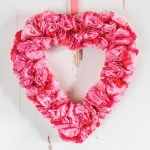 This beautiful tissue paper Valentine's Day wreath is deceptively simple to make! This easy paper craft is perfect for Valentine's Day decor or for a Valentine's Day party.