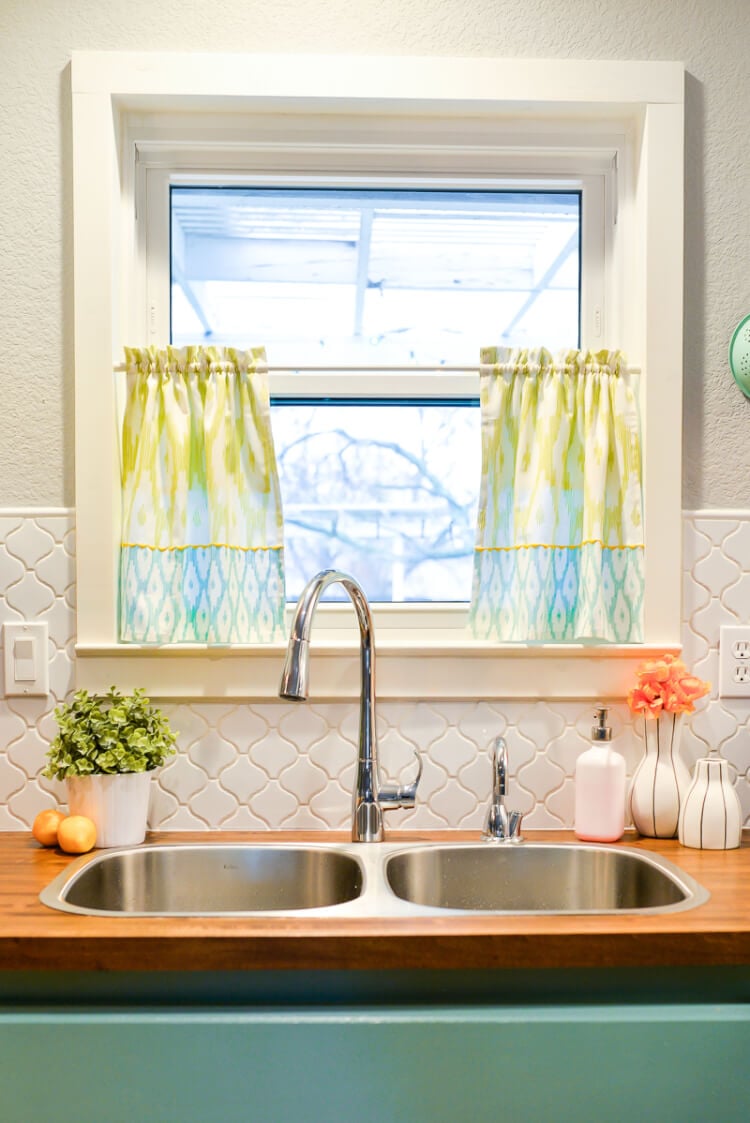 A window above a kitchen sink