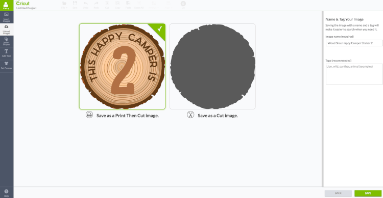 Screenshot of an image in upload mode of Cricut Design Space