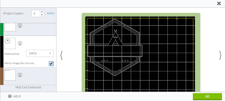 Image of a cut file in Cricut Design Space Make It mode 