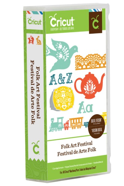 A white and green case depicting folk art festival designs from Cricut