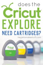 Images of Cricut art Cartridges with advertising for does Cricut Explore need cartridges from HEYLETSMAKESTUFF.COM 
