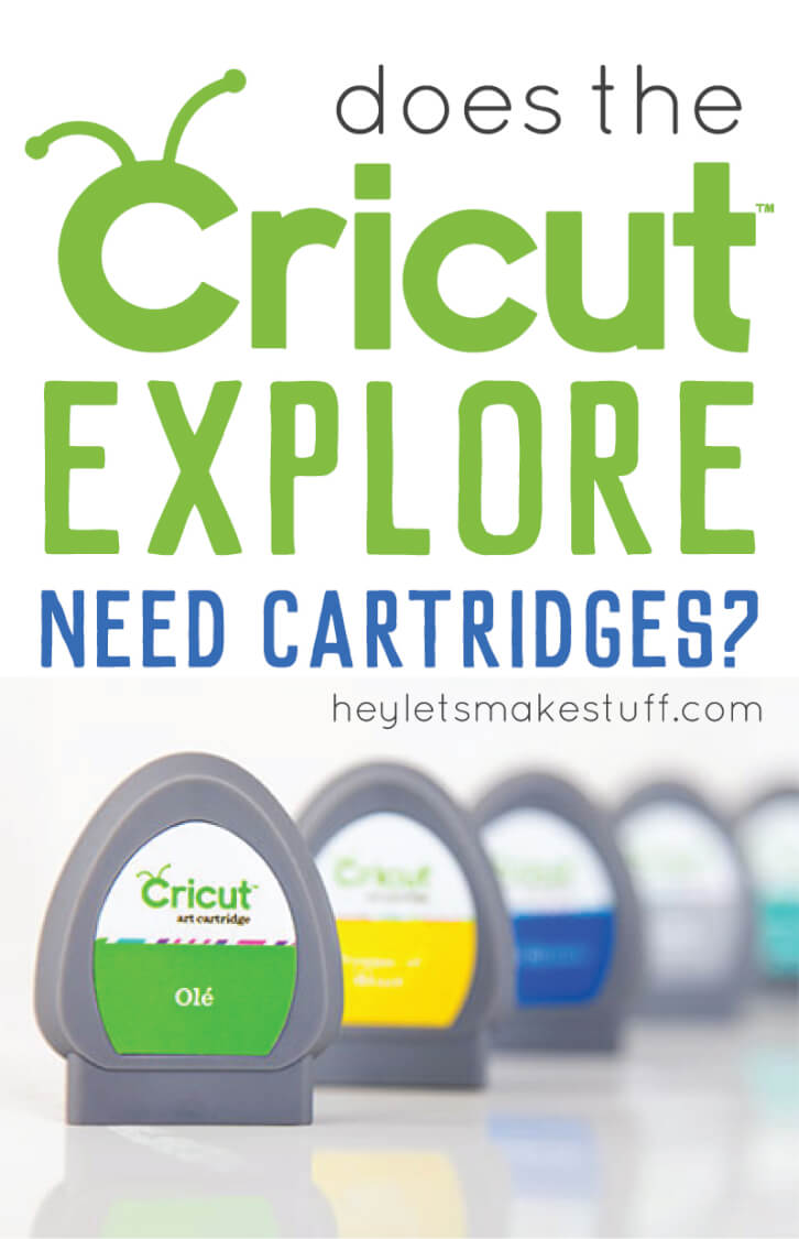 Images of Cricut art Cartridges with advertising for does Cricut Explore need cartridges from HEYLETSMAKESTUFF.COM 