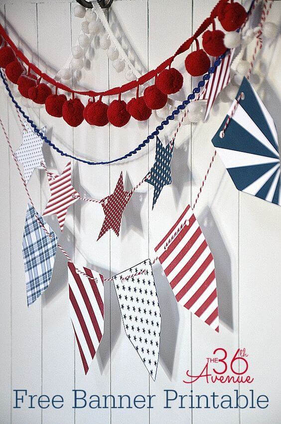 A free printable patriotic banner from The 36th Avenue