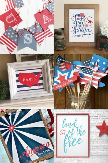 Celebrate the 4th of July with these free patriotic printables! Get more than 20 red, white, and blue printables from your favorite bloggers!