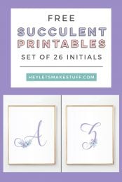 These feminine purple succulent nursery initials are the perfect finishing touch to your little girl's room! Download all 26 letters for free and print at home, plus get four matching nursery prints!