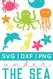 Dive into summer with free under the sea cut files and PNG clip art! Eleven adorable designs for all of your under the sea projects.