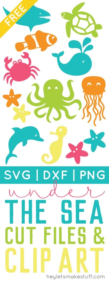 Dive into summer with free under the sea cut files and PNG clip art! Eleven adorable designs for all of your under the sea projects.