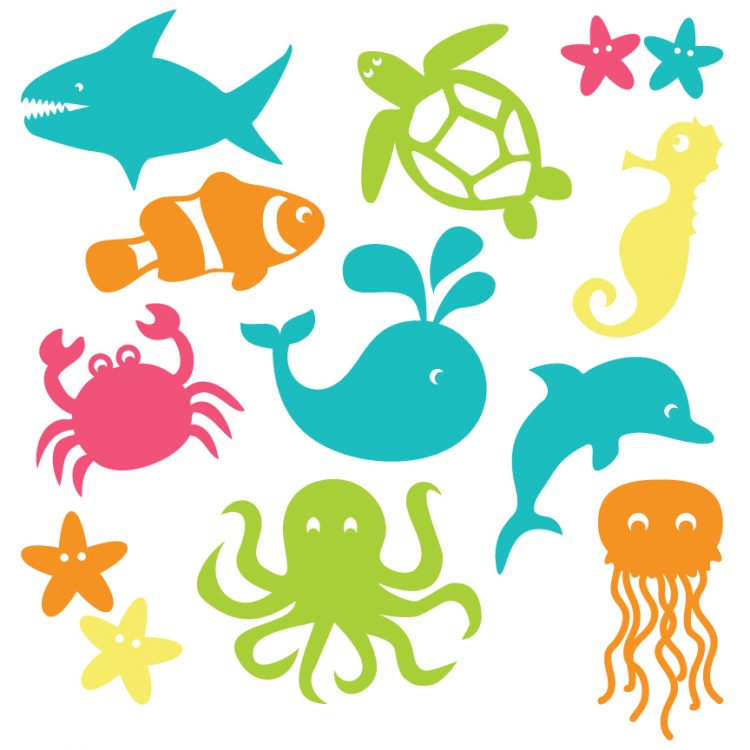 Dive into summer with free under the sea cut files and PNG clip art! Eleven adorable designs for all of your under the sea projects.