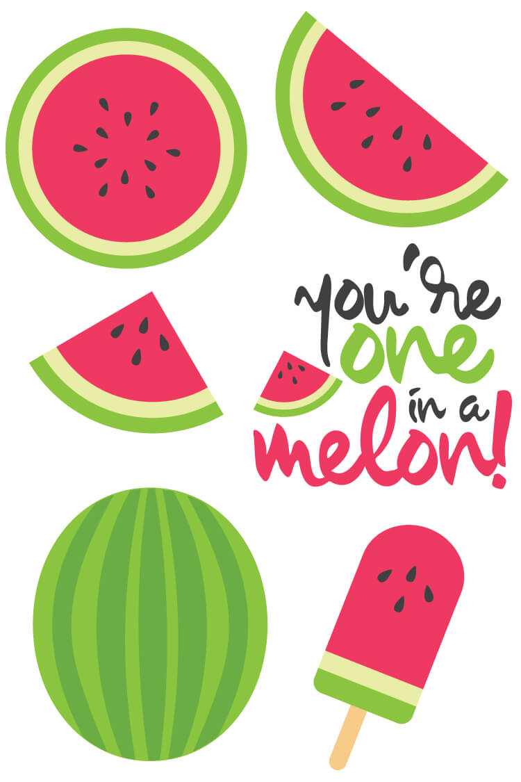 Silhoutte Watermelon SVG Fruit DXF Scan N' Cut Cut Files Summer DXF Cricut Food Vector Art