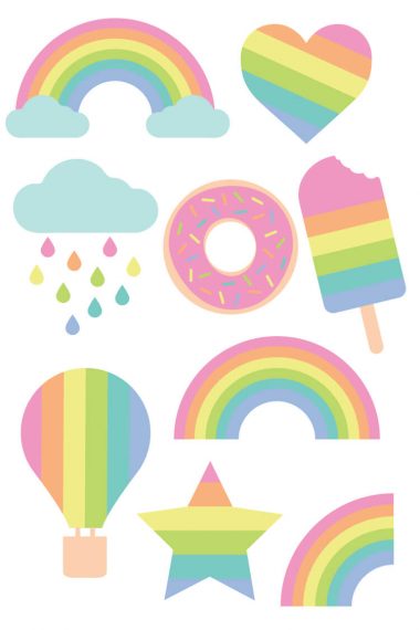 Get your color on with these free pastel rainbow cut files and PNG clip art! Nine bright designs for all of your summer projects.
