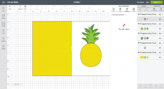 An image in Cricut Desing Space of a card design with a pineapple on it and the text, "Home Sweet Home"