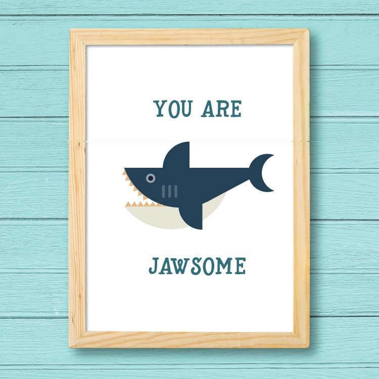 Download and print this adorable shark printables! You'll love these deliciously funny puns as much as the totally modern sharks -- perfect for Shark Week!