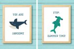 Shark Printables -- Two Free Shark Prints from Hey Let's Make Stuff