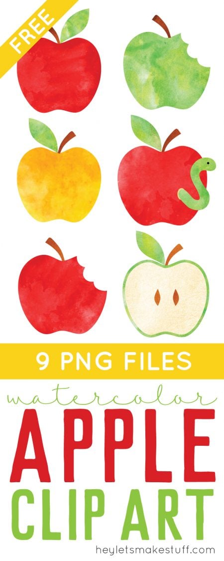 Free Watercolor Apple Clip Art - Hey, Let's Make Stuff