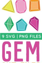 Image of colorful gem cut files and clip art with advertising for nine gem cut files and clip art from HEYLETSMAKESTUFF.COM