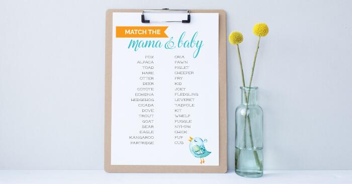 Free Printable Baby Shower Game — Animal Matching - Hey, Let's Make Stuff