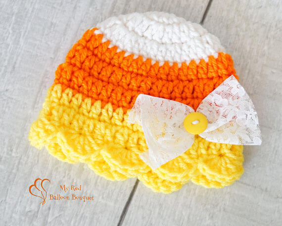Candy Corn Baby Hat - My Red Balloon Bouquet